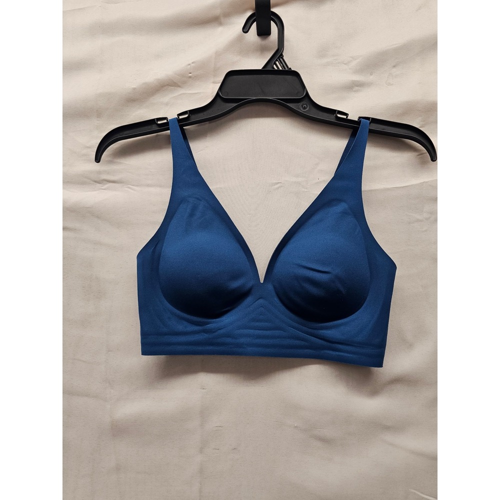 Auden Womens Seamless Wireless Bra Blue Nylon Blend Casual Size XS